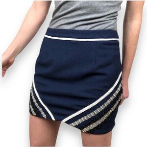 NWOT Endless Rose Navy Blue Knit Beaded Skirt Women's Size Medium